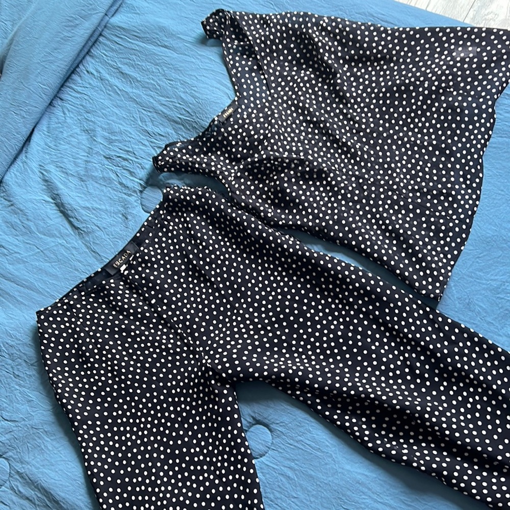 Escada silk polka dot pants and top set